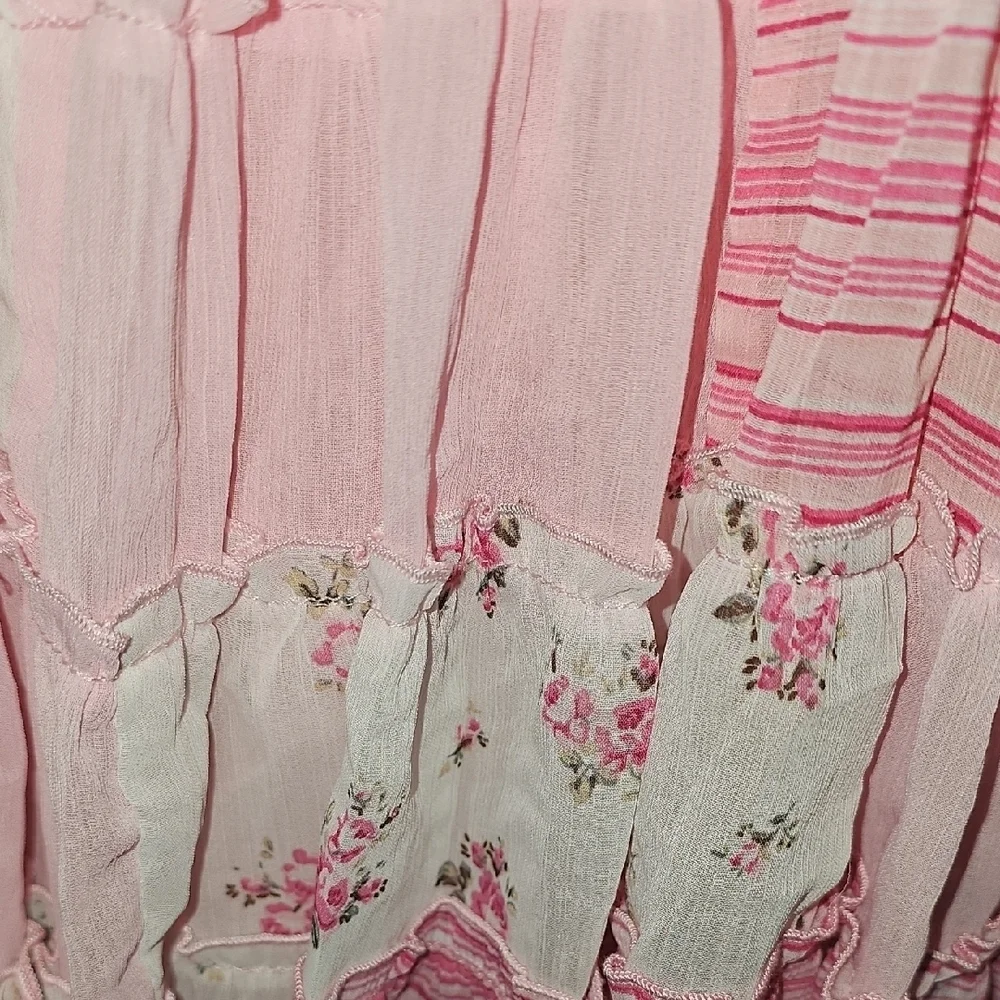 Children's Place Like NEW Floral Pink Ruffle Skirt Size 6X/7